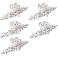 Lntyq Set Mit 5 Dekorativen Euro Rose Schrankknöpfen Mit Platte, Floralen Elfenbeinfarbenen Schubladenknöpfen, Schranktürknöpfen, Elfenbeinweißen Schubladengriffen
