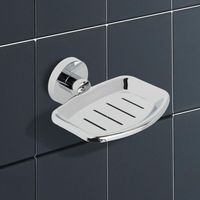 Lntyq Wandmontierte, Selbstklebende Seifenschale Aus Metall – Kein Bohren Erforderlich – Modernes Design – Halter Für Seife Oder Schwamm, Edelstahl, 11,5 X 11,55 Cm