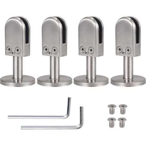 Zolginah 4-teiliges Glasstützset (6-8 Mm) Mit 40 Mm Halterung Für Glasklemmen, Bodenmontage, Glasregalträger Aus Edelstahl 304 Für Balustraden, Treppengeländer Und Handläufe
