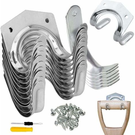 Set Mit 18 Wandhaken Zur Aufbewahrung Von Gartengeräten, Einfache Oder Doppelte Eisenhalterung, Ideal Für Garage, Gartenhaus, Werkbank Auf Dem Bauernhof, Schrauben Und Schraubendreher Inklusive.
