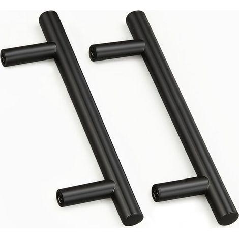 Schranktürknauf – 2 Stück, Schwarzer Edelstahl, 128 Mm Lochabstand + Schrauben – Für Die Küche