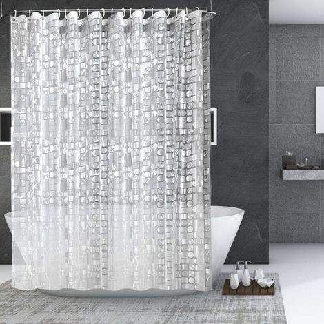 Waschbarer, Halbtransparenter Und Schimmelresistenter Eva-duschvorhang Für Badezimmer, Wasserdichtes 3d-design Mit 12 Haken – Für Badezimmer Und Zuhause
