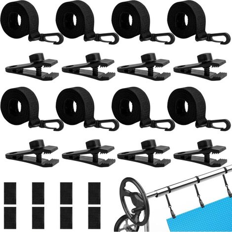 Set Mit 8 Poolaufrollern: Haltebänder, Befestigungsbänder Und Clips. Zubehör Für Mobile Aufrollsysteme. Mobile Solarfolie Für Poolabdeckungen.