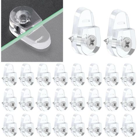 Packung Mit 50 Spiegelhalterungen – Glasbefestigungsclips – Glasstützclips Mit 50 Schrauben Zur Befestigung Von Glas, Spiegeln Und Fenstern Mit Einer Dicke Von 3 Bis 5 Mm