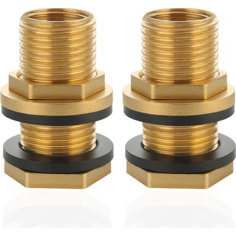 2-teiliger Messing-regenwassertankanschluss, G3/8" Auf G1/2", Inklusive Gummidichtungen