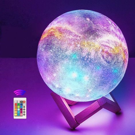 Zolginah 3d-mondlampe, Rgb-led-mondlicht Mit 16 Farben, 15 Cm Durchmesser, Kosmisches Sternenlicht, Usb-aufladbar Mit Fernbedienung, Stimmungslicht Für Schlafzimmer, Geschenk, Dekoration