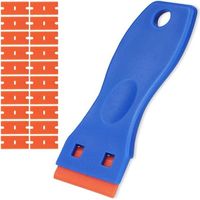 Lntyq Schaber, Glasschaber Mit 20 Ersatzklingen, Keramik-glasschaber Zum Entfernen Von Klebstoff, Farbe Und Aufklebern Von Türen, Glas Und Fenstern (blau-orange)