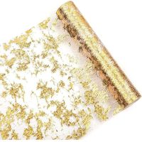 Lntyq Netztischläufer Mit Goldfolie, 28 Cm X 9 M Polyester-tischläufer, Metallische Tischbanddekoration Für Partys, Feiern, Geburtstage, Hochzeiten, Weihnachten, Babypartys, Diy Usw.