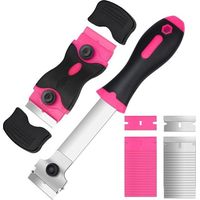 Lntyq 2er-set Keramik-kochfeldschaber Mit 40 Ersatzklingen, Mehrzweck-reinigungsschaber Zum Entfernen Von Etiketten – Rosa, Klebstoff, Rosa