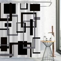 Lntyq Duschvorhang In Schwarz-weiß, Duschvorhang-set Aus Schwarz-grauem, Geometrischem Stoff, Moderner, Abstrakter, Minimalistischer Duschvorhang Im Mid-century-stil, Wasserdicht, Für Die Badezimmerde