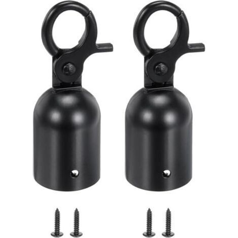 Set Mit 2 Seilendkappen Für 2,8 X 8 Cm Pfosten, Karabinerhaken Für Absperrgitter, Warteschlangentrenner, Schwarz