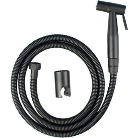 Wellngs Schwarzes Edelstahl-handbrauseset Mit Schlauch Für Duschwand Oder Wc