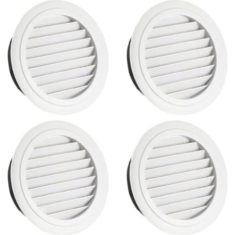 4-teiliges Lüftungsgitter-set, 100 Mm Lüftungsöffnung, Rundes Lüftungsgitter, Insektenschutzgitter Für Den Außenbereich, Weiß