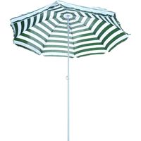 Neigbarer Achteckiger Sonnenschirm, 180 Cm Durchmesser, Aus Hochdichtem Polyestergewebe, Uv-beständig, Abnehmbare Stange, Mit Grünen Und Weißen Streifen.