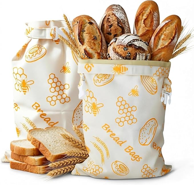 Zwei Wiederverwendbare Orangefarbene Brotsäckchen Aus Leinen/baumwolle, 43 X 33 Cm, Mit Natürlichem Bienenwachs Beschichtete Aufbewahrungsbeutel Für Lebensmittel, Geeignet Für Selbstgebackene Waren.