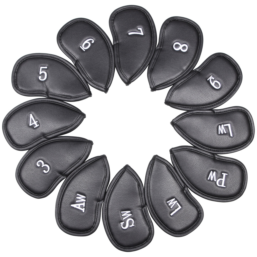 Hochwertige Magnetische Leder-schlägerhauben Für Eisen Und Wedges 10-teiliges Set Passend Für Die Meisten Schläger Beidseitig Gesticktes Schlägerlabel