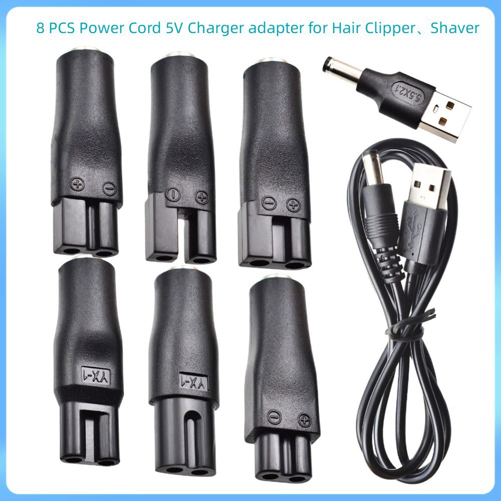 8-in-1 Rasierer-ladeadapter-set Mit 5v Usb-kabel Für Norelco Hq8505 3000 5000 7000 Serie Elektrorasierer, Barttrimmer Und Haarschneidemaschinen.