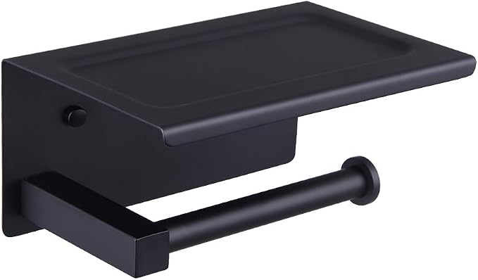 Schwarzer Toilettenpapierhalter Mit Handyhalterung, Wandmontierter Toilettenpapierrollenhalter Aus Metall, Multifunktionales Badezimmer-aufbewahrungsaccessoire.