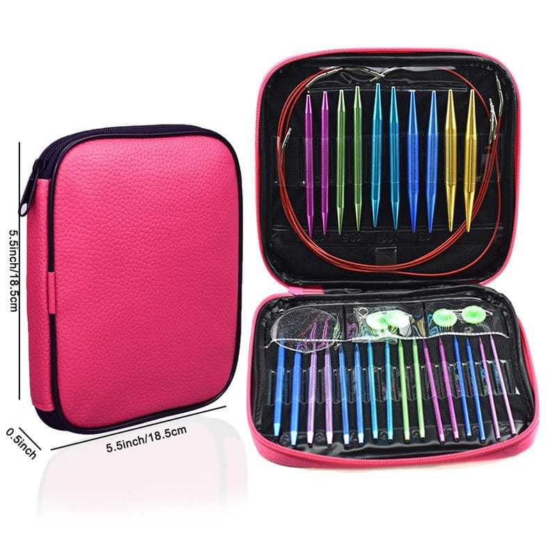 Austauschbares Rundstricknadelset Aus Aluminium, Bunte, Abnehmbare Stricknadeln, Mit Aufbewahrungsbox, Diy-strickwerkzeugset.