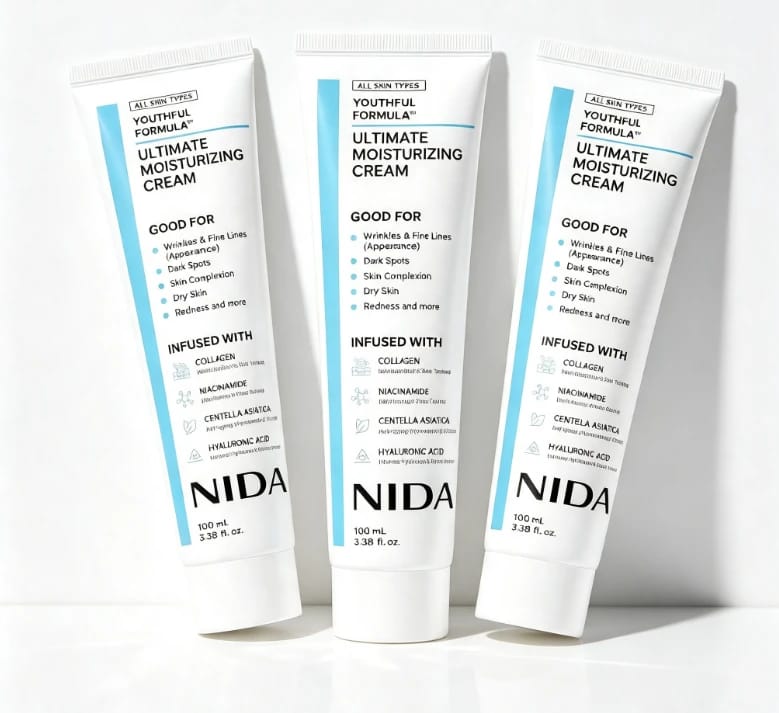 Die Nida Ultimate Feuchtigkeitscreme (3er-pack, Je 100 Ml), Eine Feuchtigkeitscreme Mit Kollagen Und Niacinamid, Eignet Sich Für Feine Linien, Dunkle Flecken Und Trockene Haut Und Ist Für Alle Hauttyp