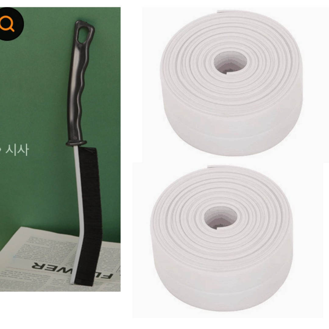 Zwei Rollen Selbstklebendes Pvc-dichtungsband, Mit Fugenreinigungsbürste Und Wasser-/schimmelbeständigem Dichtungsstreifen, Geeignet Für Ecken In Küche, Bad Und Toilette.