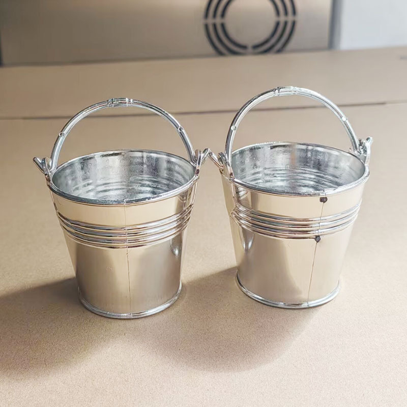 20 Mini-eimer, Silberplattiert, Puppenhauszubehör, Kompakte Spielzeugeimer, Maße 5,2 × 5,4 × 4,2 Cm, Geeignet Für Diy-puppenhausdekoration