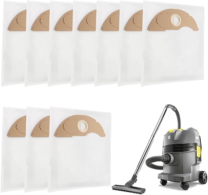 10er-pack Staubsaugerbeutel, Weiße Ersatzbeutel, Kompatibel Mit Kärcher Nt 22/1 Ap L Und Nt 22/1 Ap Te L Nass- Und Trockensaugern