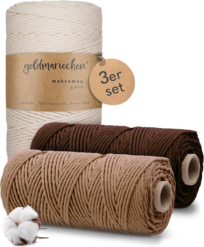 Drei Kaffeefarbene, Geflochtene Baumwollseile, 3 Mm Dick, Hochwertige Naturseile, Geeignet Für Bastelarbeiten, Wanddekorationen, Traumfänger Und Hängeampeln Für Pflanzen.