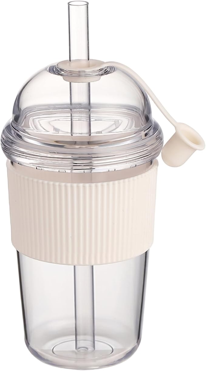 430 Ml Wiederverwendbarer Eiskaffeebecher Aus Kunststoff, Mit Deckel Und Aufbewahrungsbox, Geeignet Für Eiskaffee Und Bubble Tea, Weiß.