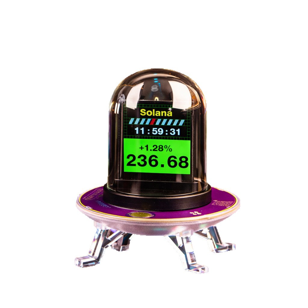 Ufo Wifi-synchronisierter Leuchtröhren-tischwecker Mit Ips-bildschirm, Rgb-wetteranzeige, Bitcoin-, Aktien-, Forex- Und Goldmarktdaten, Benutzerdefinierter Foto-, Gif- Und Jpg-anzeige