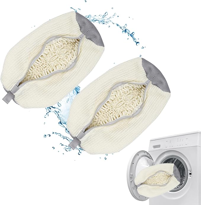 4er-pack Cremefarbene Schuhwäschesäcke, Maschinenwaschbar, 360-grad-reinigung Für Fusselfreie Schuhe, Wiederverwendbar, Geeignet Zum Waschen Und Trocknen.