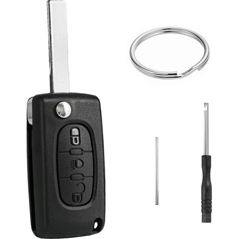 1 Schlüsselgehäuse Mit 3 Tasten, Ce0523, Rohling Hu83, Abs-kunststoff Und Zinklegierung, Für Citroën Und Peugeot