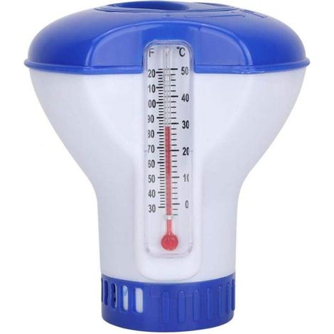 Schwimmender Chlorspender Mit Thermometer, 5-zoll-schwimmende Chlortablette, Transparenter Chlor-/bromspender, Chemikalienschwimmer Für Pools, Spas Und Whirlpools
