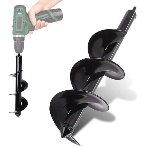 Rhg Erdbohrer Für Gartenbohrmaschine Ø 90 Mm – Bohrer Ø 8 Mm – Bohrerlänge 25 Cm – Stahlbohrer Zum Schnellen Ausheben Von Löchern Und Pflanzen Von Blumen, Bäumen, Sträuchern, Pfählen Und Stützpfählen