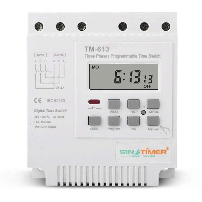 Crezuo 380v 16a Programmierbares Wochenzeitverzögerungsrelais, Dreiphasen-zeitschalter, Intelligente Digitaluhr