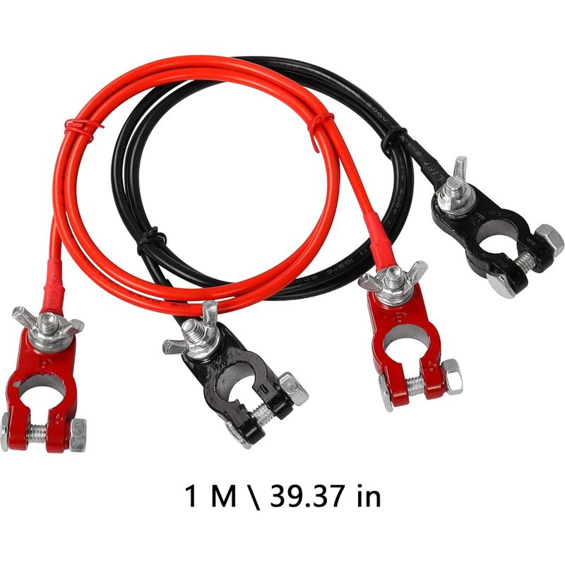 Paar 10awg-batterieanschlusskabel, Rotes Und Schwarzes Autobatteriekabel, Anschlussklemme Aus Aluminiumlegierung Für Motorrad, Wohnmobil, Solaranlage, Boot, Automobil