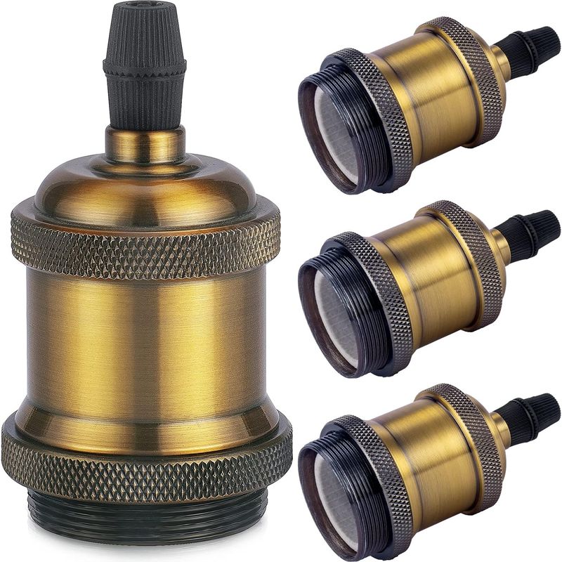 4er-set E27 Vintage-lampenfassungen Aus Massivem Aluminium Und Keramik, Edison-schraubsockel-adapter, Diy-wand-, Tisch- Oder Deckenmontage, Vintage-messing