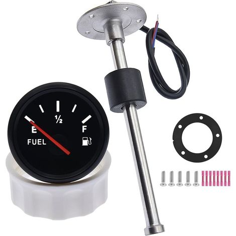 Kraftstoffstandanzeige Mit Kraftstoffstandsensor, 0-190 Ohm Wasser- Und Ölstandsensor 52mm Kraftstoffanzeige Für Auto, Boot, Lkw, Wohnmobil (200 Mm)