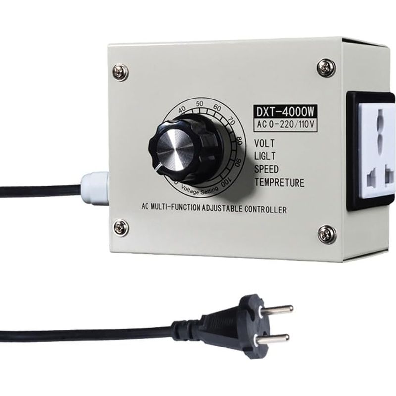 Einstellbarer Spannungsregler 4000 W, Scr, Einstellbare Drehzahl, Temperaturregelung, Variable Drehzahl, Riemen, Eu-stecker