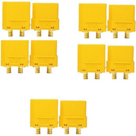 Gelbe Xt90-akkustecker, 5 Paar, Xt90-stecker (männlich Und Weiblich), Mit Schrumpfschlauch, Für Rc-lipo-akkus