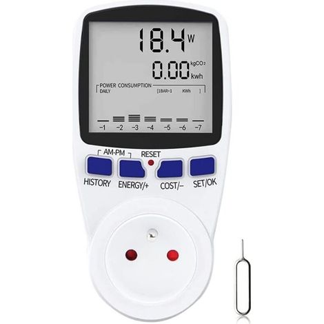Wattmeter, Digitaler Stromzählerstecker, Stromverbrauchsmessung, Stromverbrauchsstecker Mit 7 Modi Und Lcd-anzeige, Wattmeterstecker, 16-a-überlastschutz