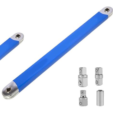 Pro Offset-verlängerungsschlüssel 1/2"+1/4"+3/8" Abgewinkeltes Design Für Enge Stellen (blau)