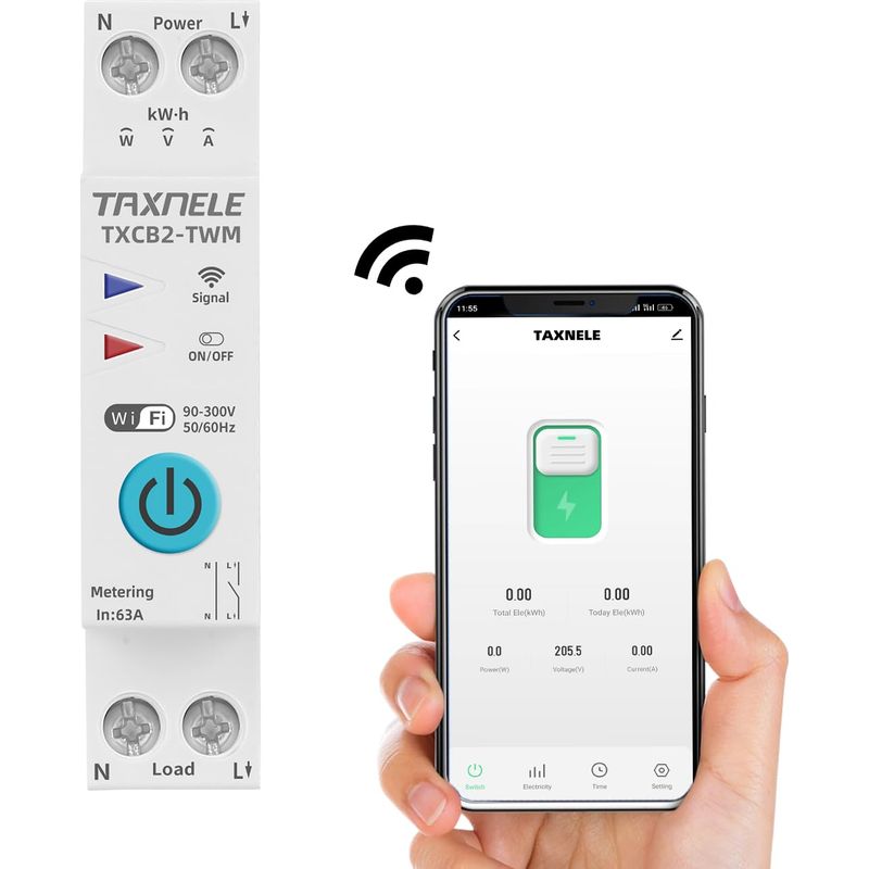 Tuya Wlan-smart-leistungsschalter, Energiezähler (kwh, 1-polig, 230 V), Voltmeter, Amperemeter, Din-schienenmontage, Kabellose Fernbedienung, Zeitschaltuhr, Sprachsteuerung, 10 A