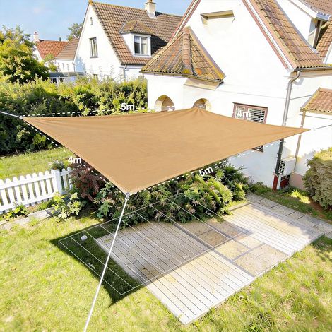 1 Sonnensegel, Hdpe, Uv-schutz, 4 X 5 M, Rechteckig, Für Garten, Terrasse Oder Balkon