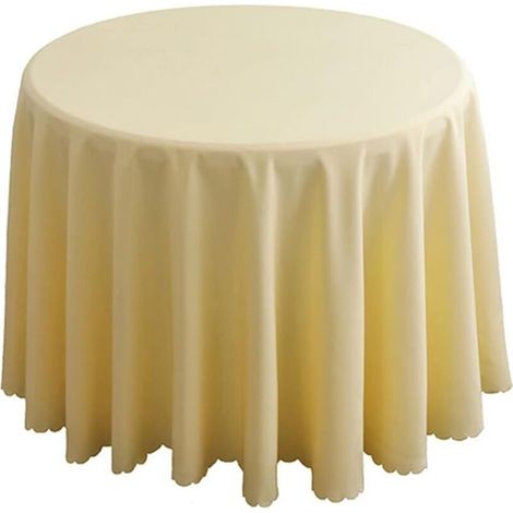 Polyester-tischdecke, Tischwäsche, Couchtisch, Küchentisch, Runde Tischdecke, Schlichter Stil, Beige, Durchmesser 260 Cm