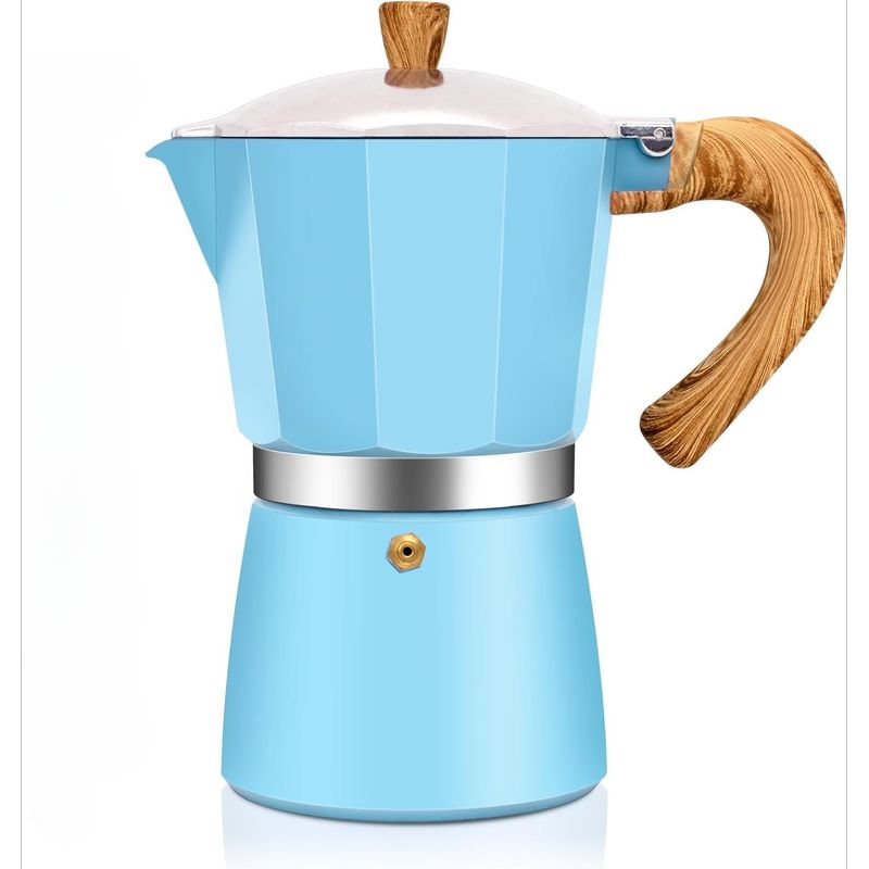 Espressokanne Aus Aluminium Für Den Herd, 450 Ml, 9 Tassen, Blau