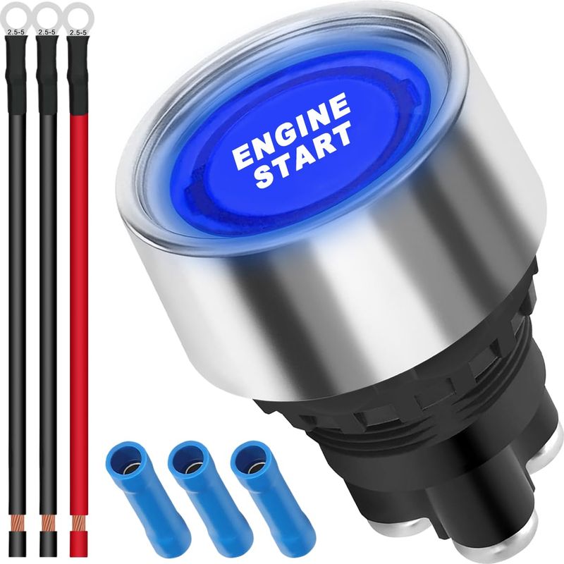 12–24 V / 50 A Druckstart-zündschalter, Momentanstart-zündknopf, Blauer Led-zündknopf, Auto-start-stopp-knopf, Spst Ein/aus, Blau