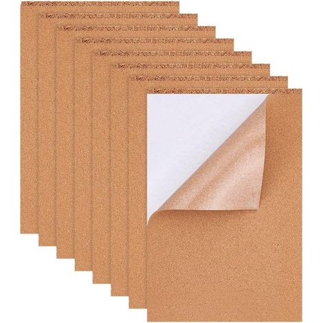 8 Selbstklebende Korkplatten, 21,3 X 30 Cm, 2 Mm Dick, Für Fußböden, Wände, Bastelarbeiten Und Zum Zuschneiden