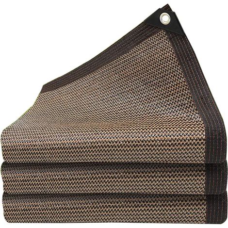 1x Schattierungsnetz, Braunes Hdpe-gewebe, 90 % Netzanteil, Mit Verstärkten Ösen, Für Terrasse, Garten, Pool