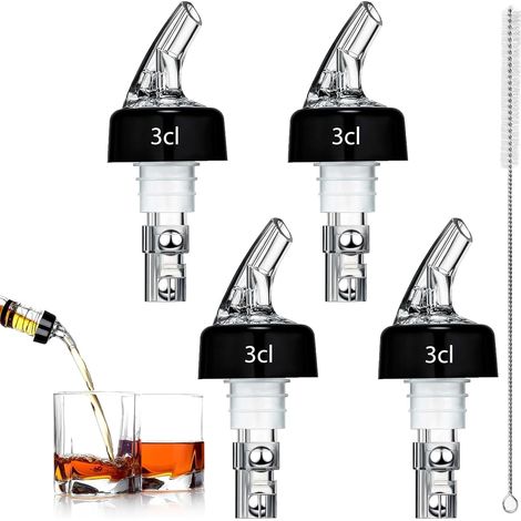 4er-set Ausgießer, 3 Cl Spender, Lebensmittelechter Kunststoff, Kugelventilsystem, Für Bar Und Haushalt